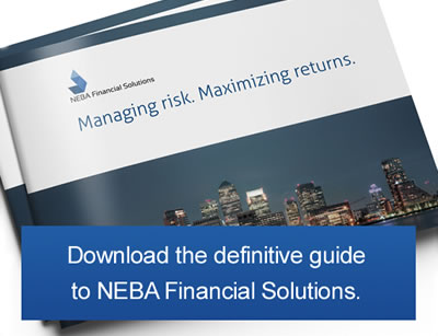 NEBA Financial Solutions brochure preview titled 'Managing risk. Maximising returns.'